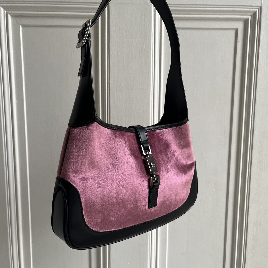 Gucci Pink Velvet Jackie Shoulder Bag