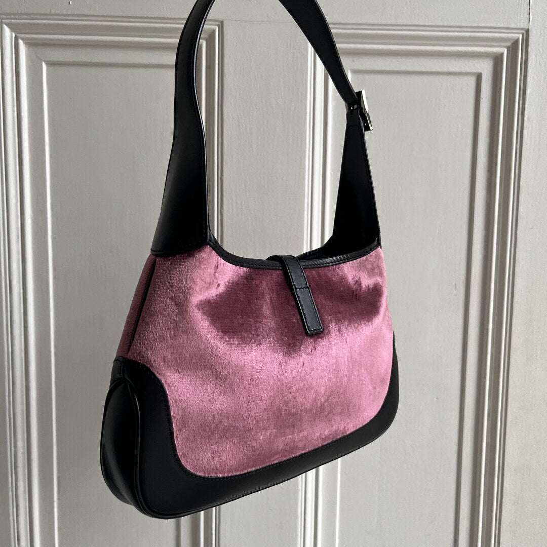 Gucci Pink Velvet Jackie Shoulder Bag