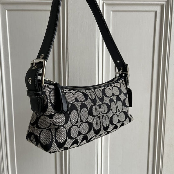 Coach Signature Baguette Black Shoulder Bag