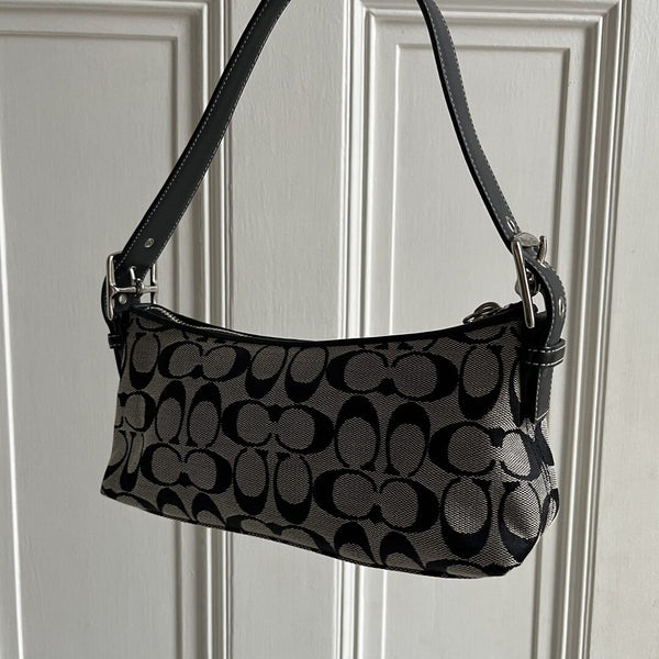 Coach Signature Baguette Black Shoulder Bag