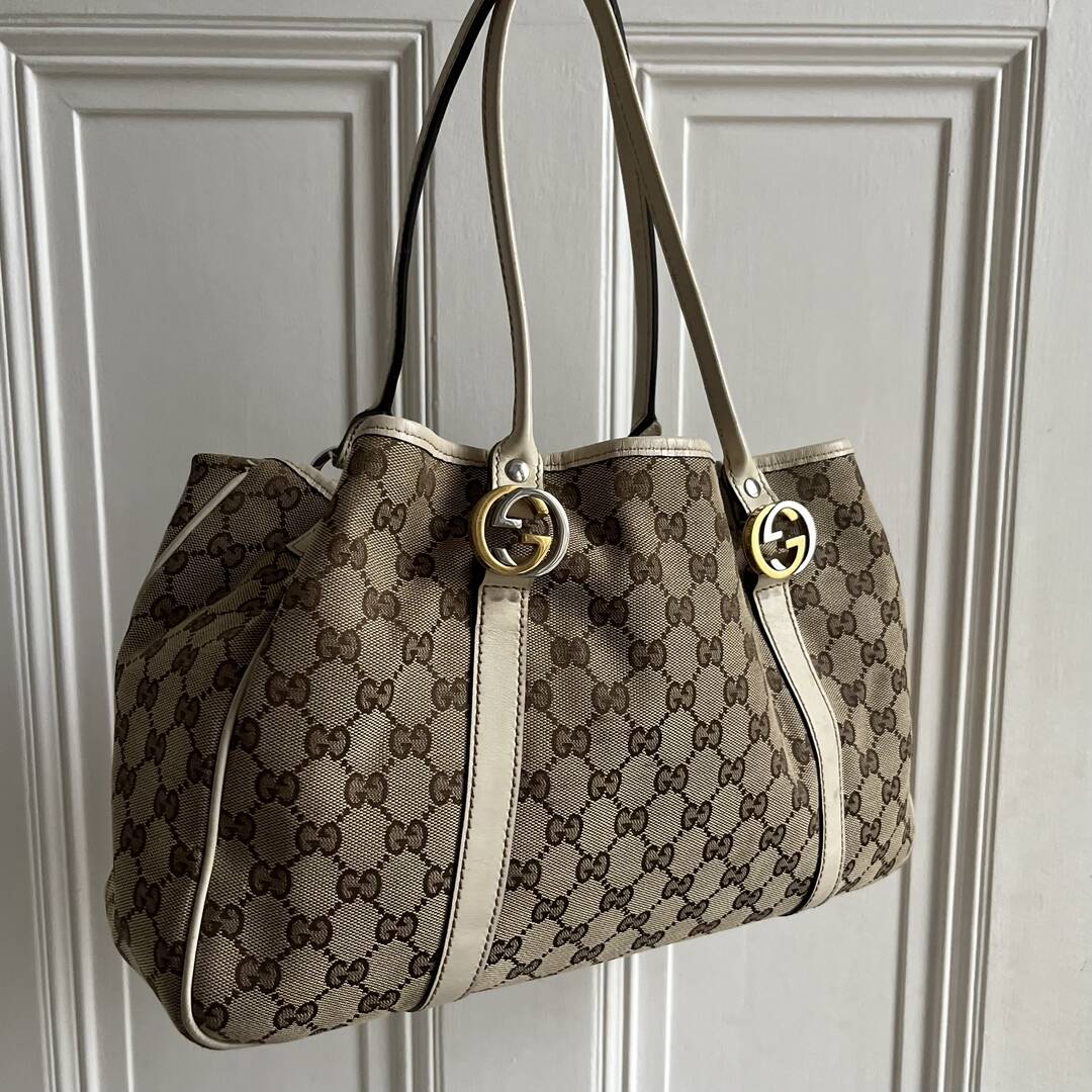 Gucci GG White Twins Tote Bag