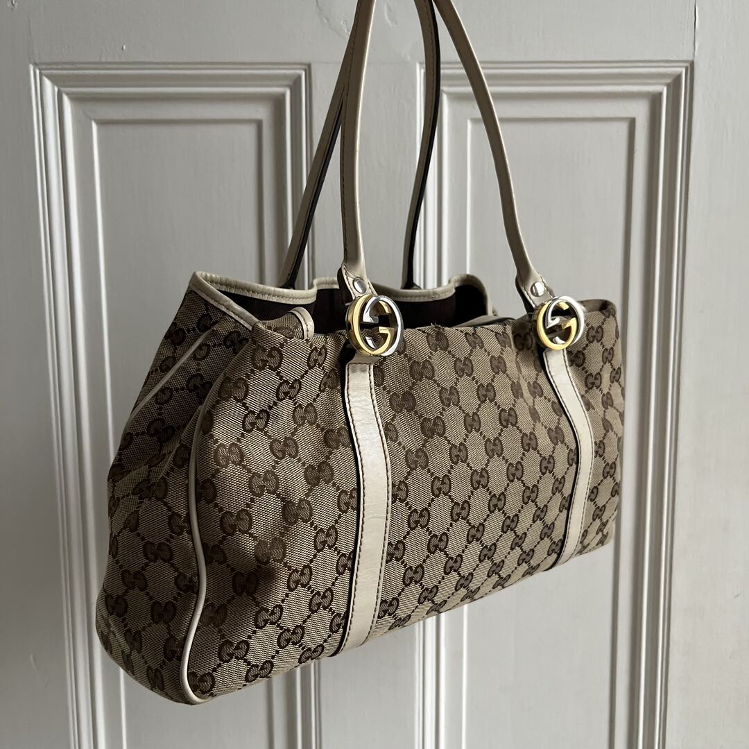 Gucci GG White Twins Tote Bag