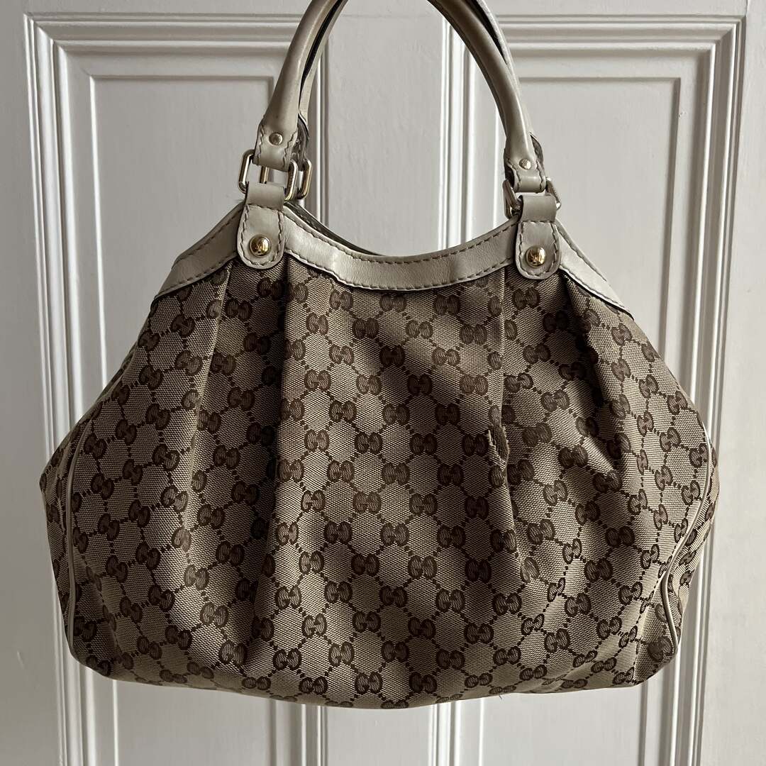 Gucci Monogram Sukey Cream Tote Bag