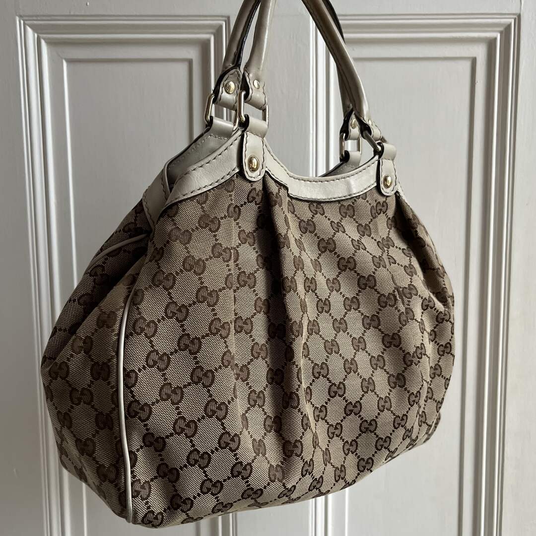 Gucci Monogram Sukey Cream Tote Bag