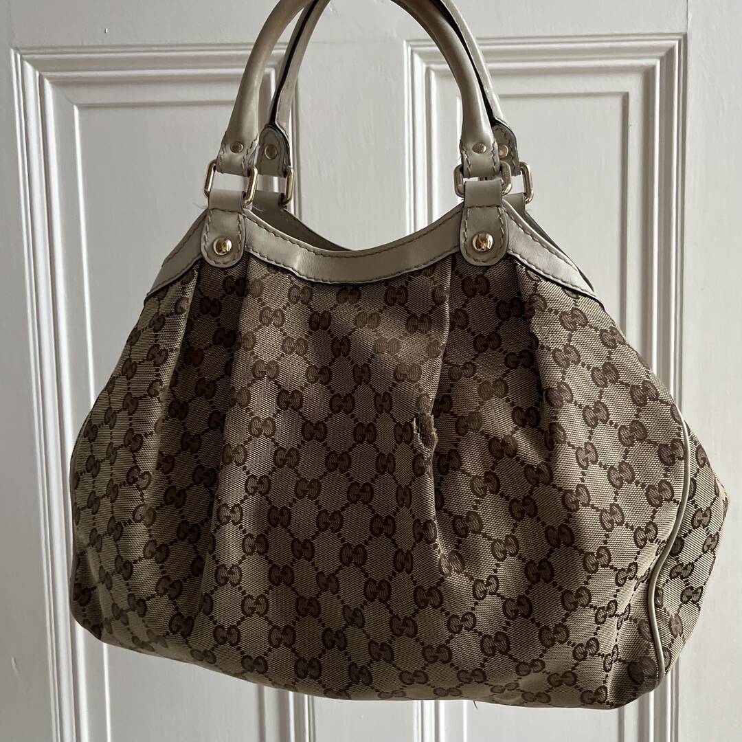 Gucci Monogram Sukey Cream Tote Bag