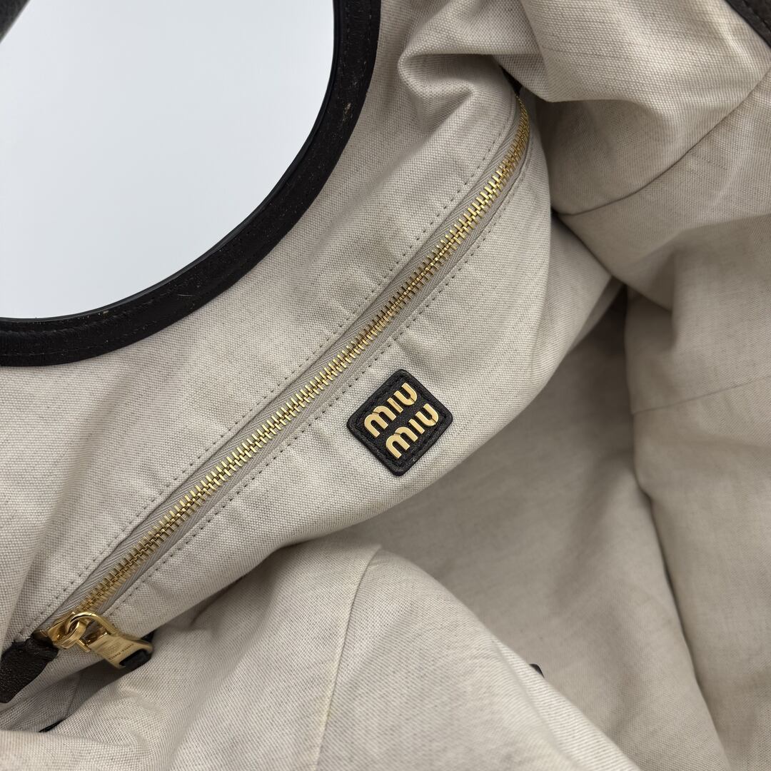 Miu Miu Ivy Coffee Leather Tote Bag