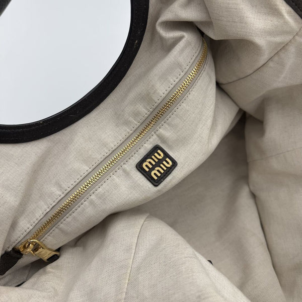 Miu Miu Ivy Coffee Leather Tote Bag