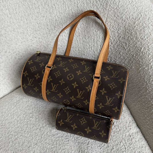2003 Louis Vuitton Monogram Papillon 30 Handbag + Pouch
