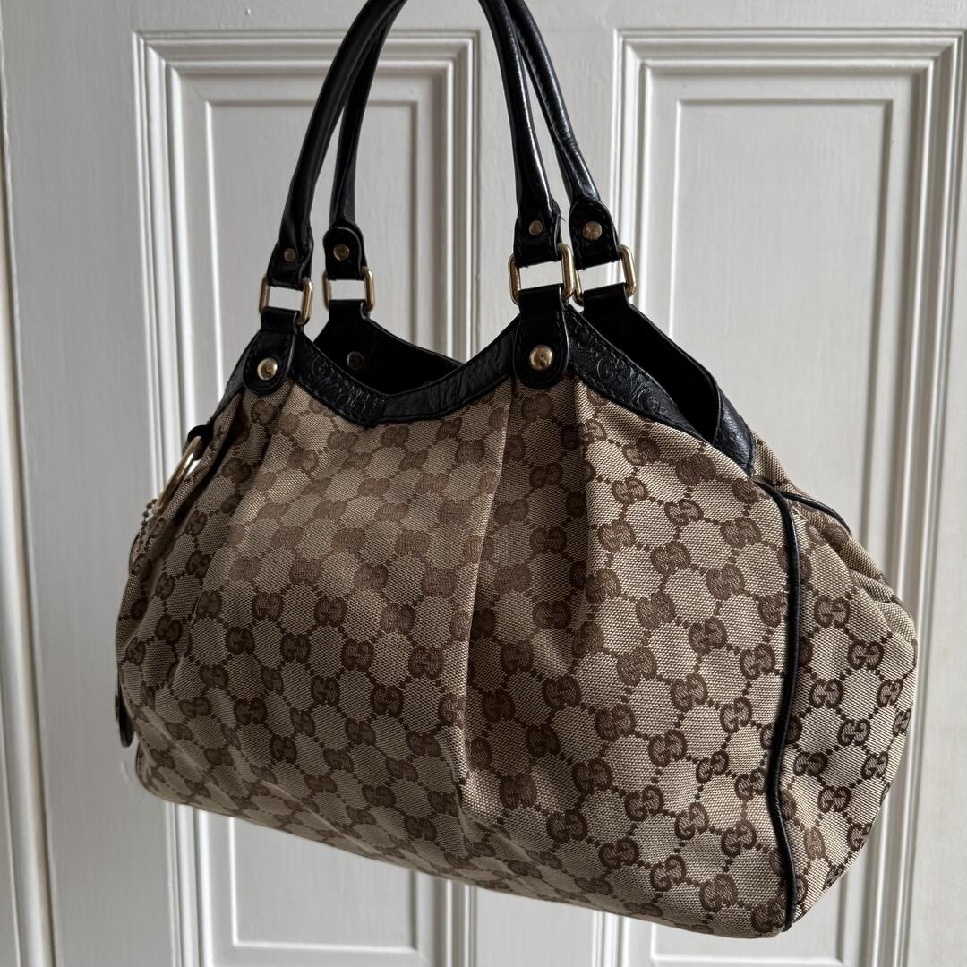 Gucci Monogram Sukey Black Tote Bag