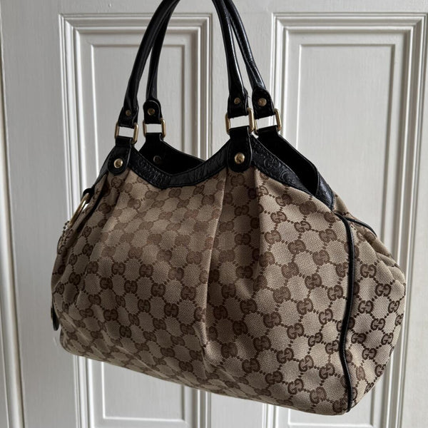 Gucci Monogram Sukey Black Tote Bag