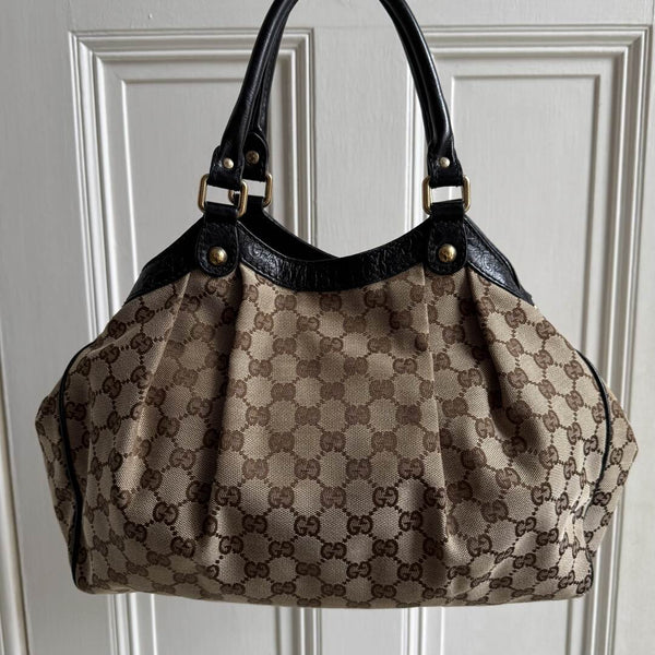 Gucci Monogram Sukey Black Tote Bag
