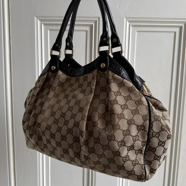 Gucci Monogram Sukey Black Tote Bag