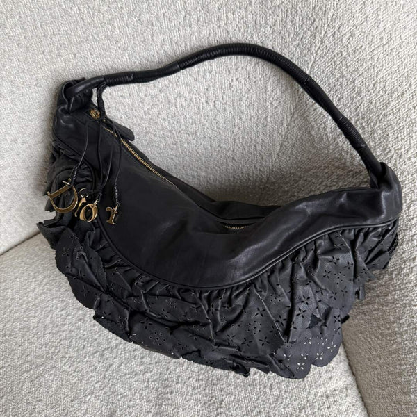 Dior Gypsy Hobo Leather Black Shoulder Bag
