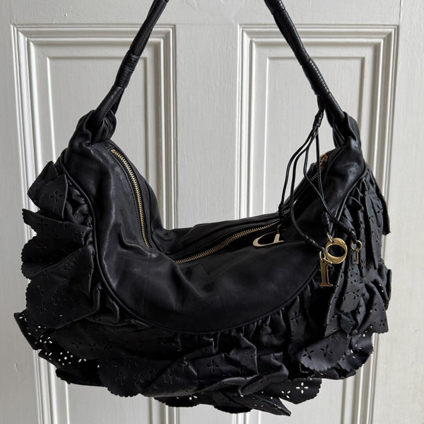 Dior Gypsy Hobo Leather Black Shoulder Bag
