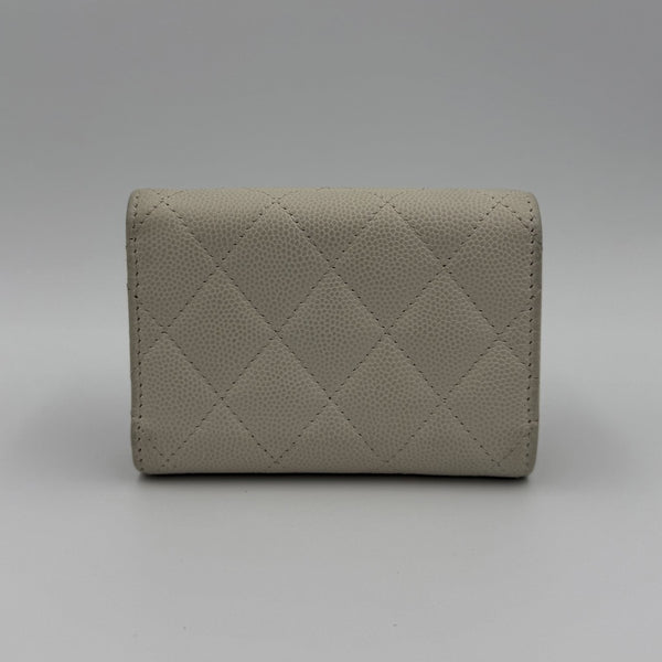Chanel White Caviar Classic Matelasse Trifold Wallet