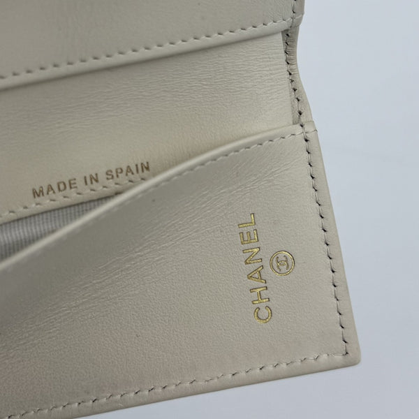 Chanel White Caviar Classic Matelasse Trifold Wallet