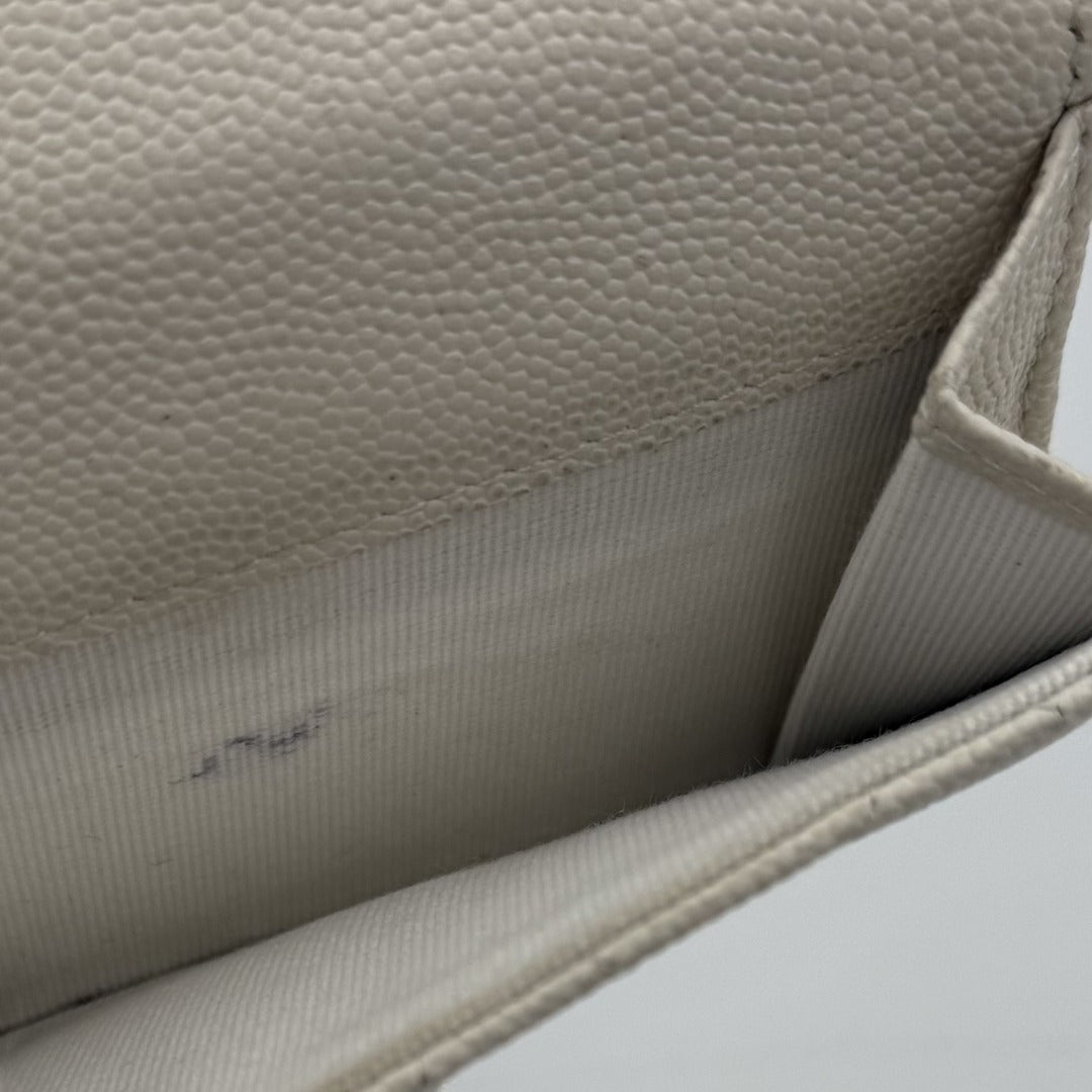 Chanel White Caviar Classic Matelasse Trifold Wallet
