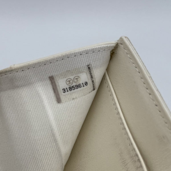 Chanel White Caviar Classic Matelasse Trifold Wallet