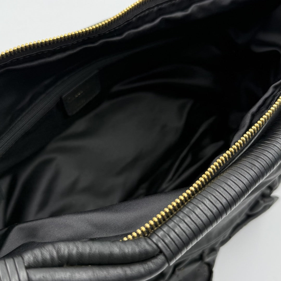 Dior Gypsy Hobo Leather Black Shoulder Bag