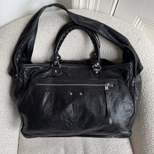 2014 Balenciaga Motocross Classic Bridge Black Leather Bag