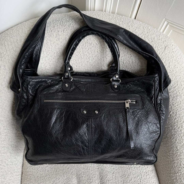 2014 Balenciaga Motocross Classic Bridge Black Leather Bag