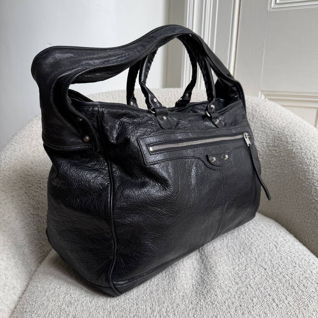 2014 Balenciaga Motocross Classic Bridge Black Leather Bag