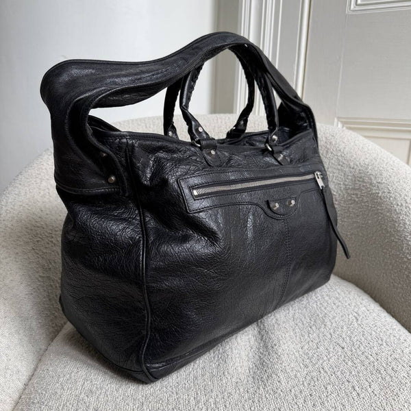 2014 Balenciaga Motocross Classic Bridge Black Leather Bag