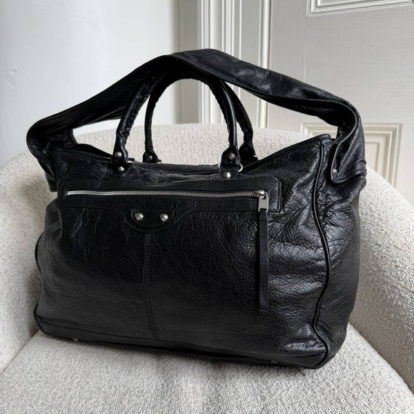 2014 Balenciaga Motocross Classic Bridge Black Leather Bag