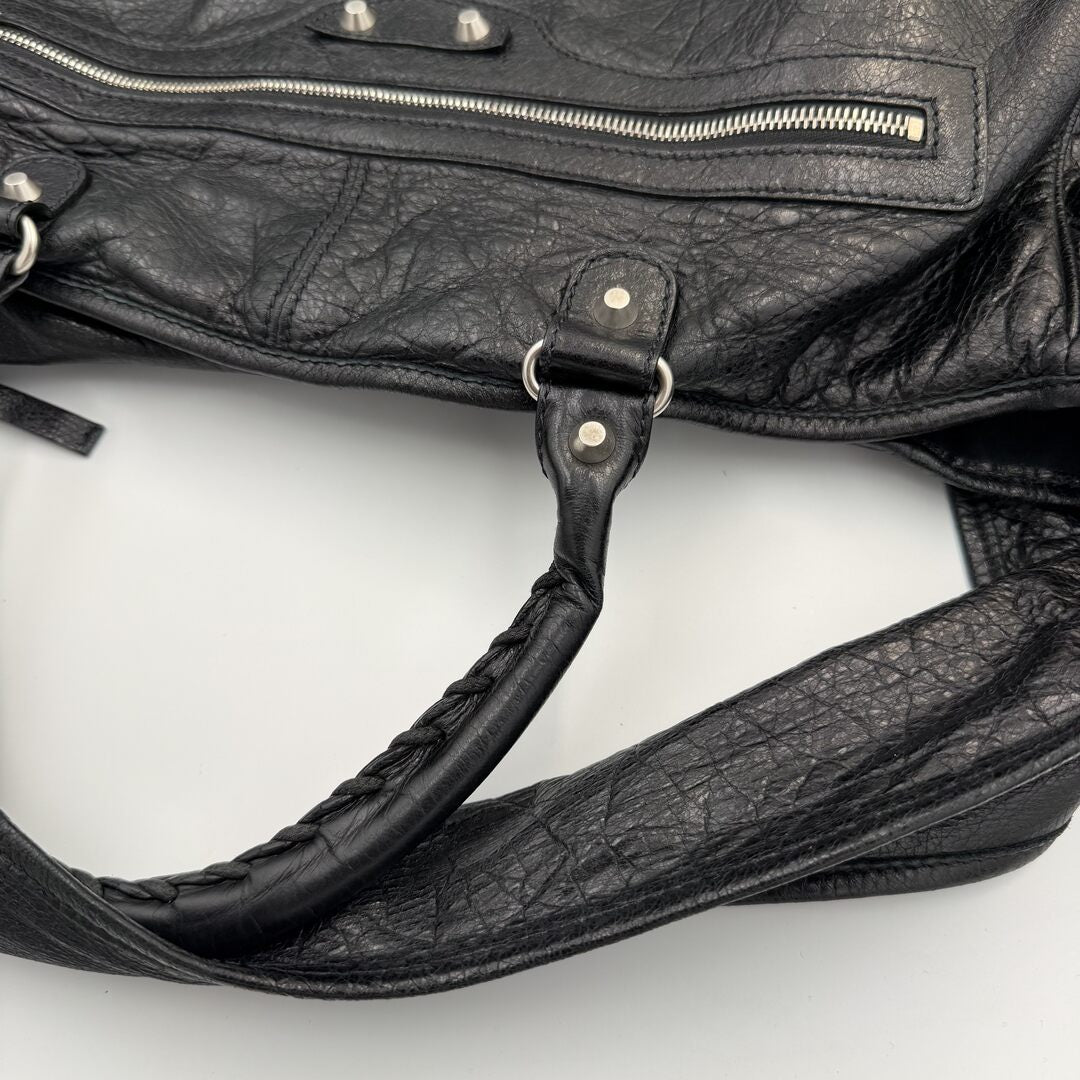 2014 Balenciaga Motocross Classic Bridge Black Leather Bag