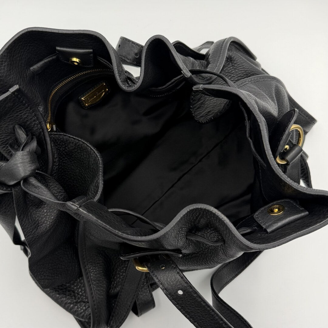 Miu Miu Vitello Leather Black Tote Bag