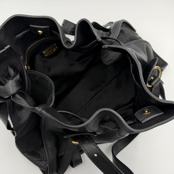 Miu Miu Vitello Leather Black Tote Bag