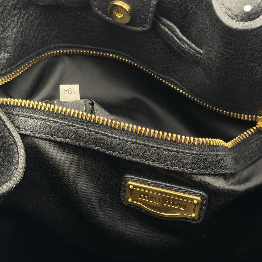 Miu Miu Vitello Leather Black Tote Bag