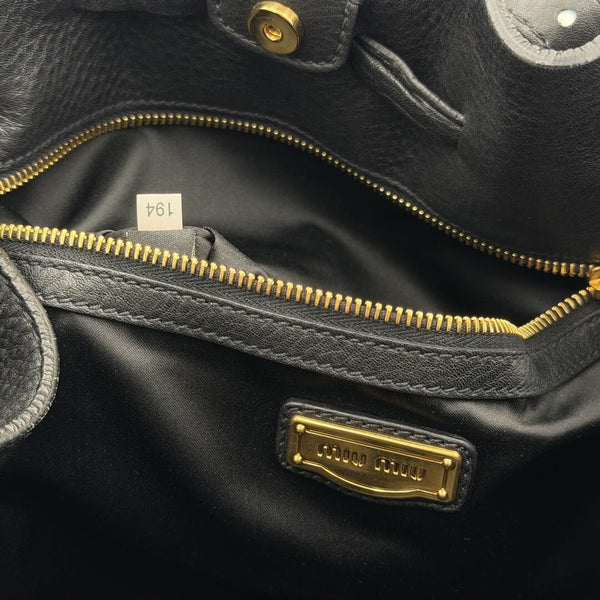 Miu Miu Vitello Leather Black Tote Bag