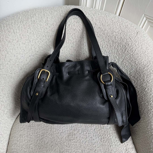 Miu Miu Vitello Leather Black Tote Bag