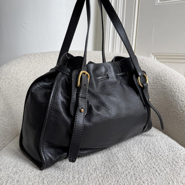 Miu Miu Vitello Leather Black Tote Bag