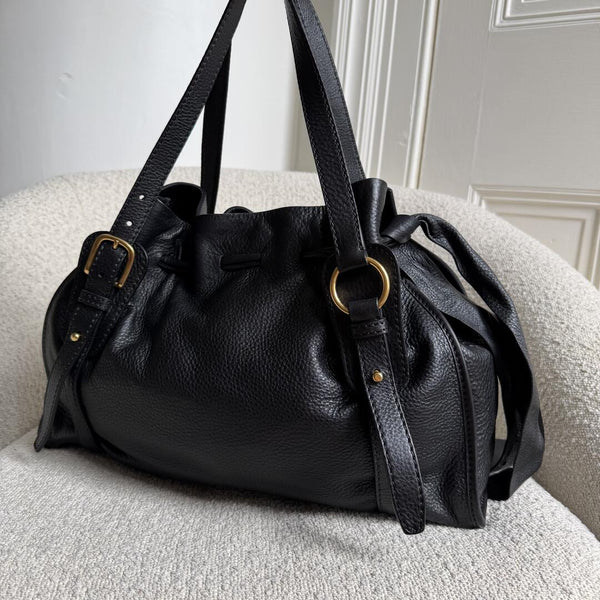 Miu Miu Vitello Leather Black Tote Bag