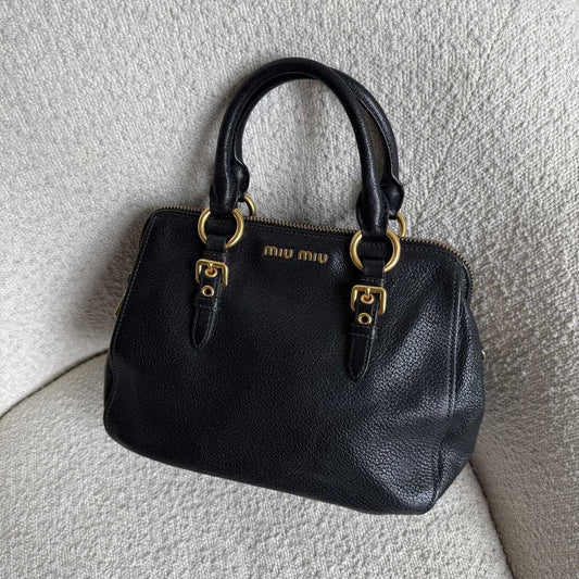 Miu Miu Madras Leather Black Handbag