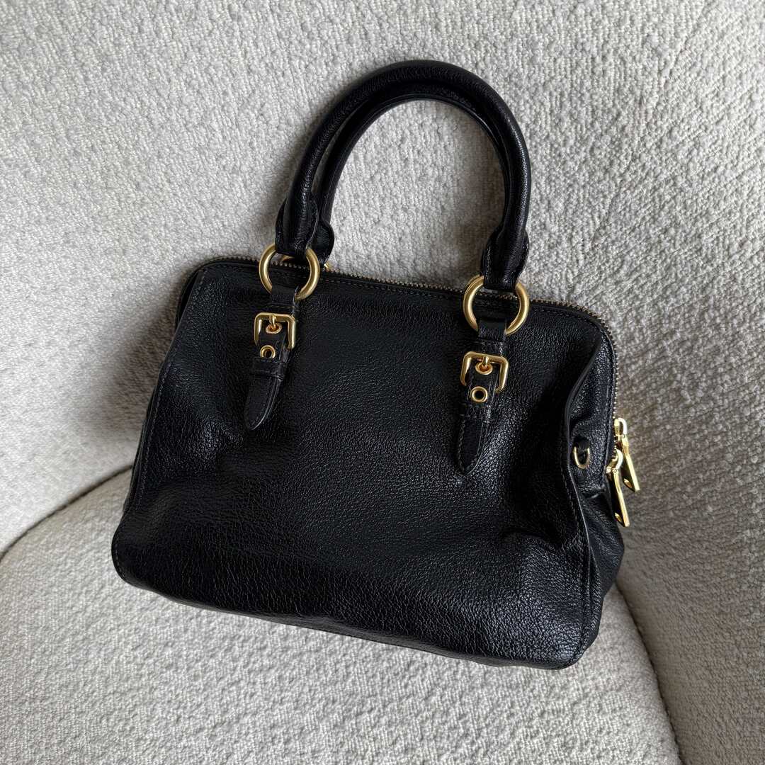 Miu Miu Madras Leather Black Handbag