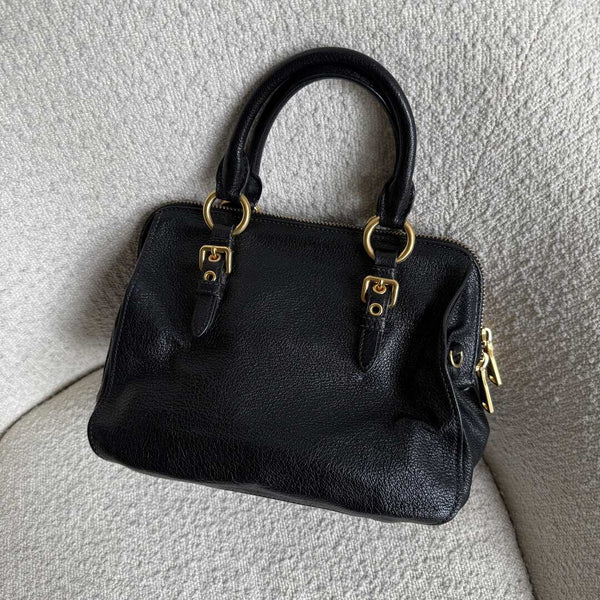 Miu Miu Madras Leather Black Handbag