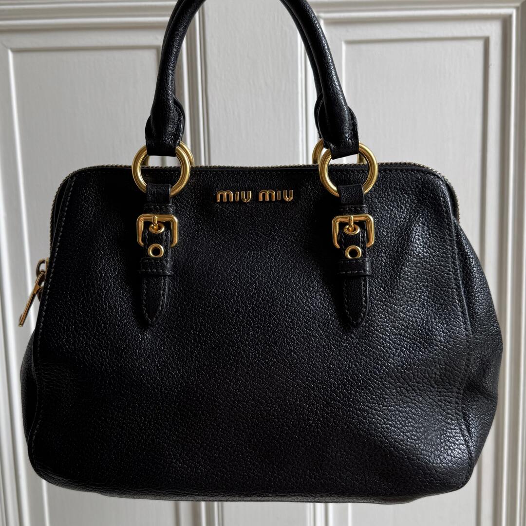 Miu Miu Madras Leather Black Handbag