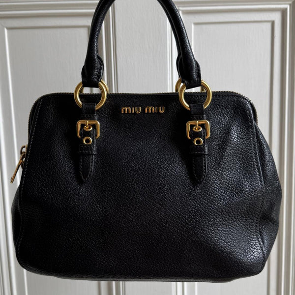 Miu Miu Madras Leather Black Handbag