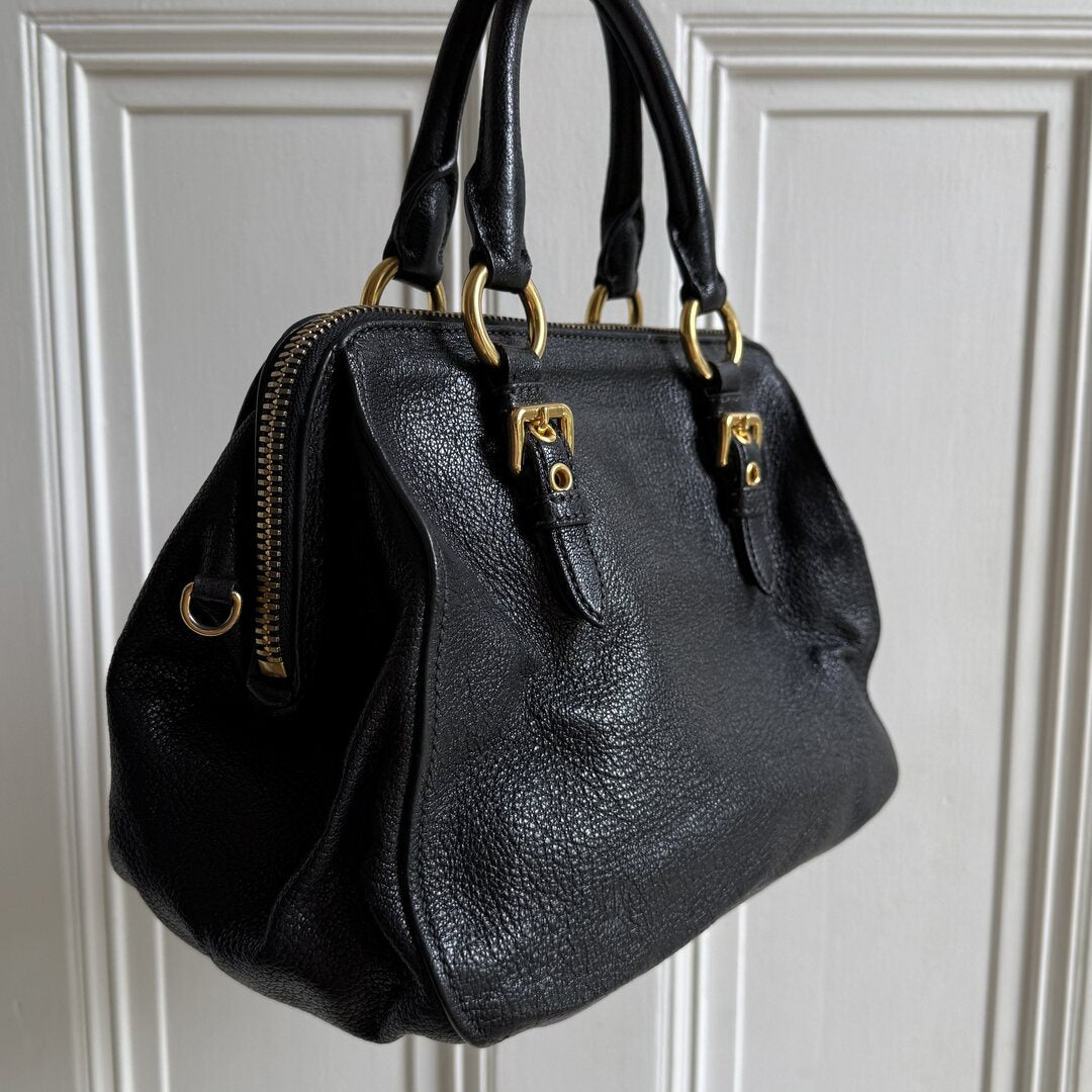 Miu Miu Madras Leather Black Handbag