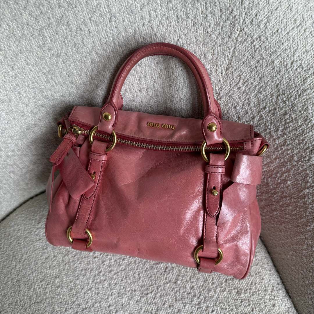 Miu Miu Mini Vitello Lux Baby Pink Leather Handbag