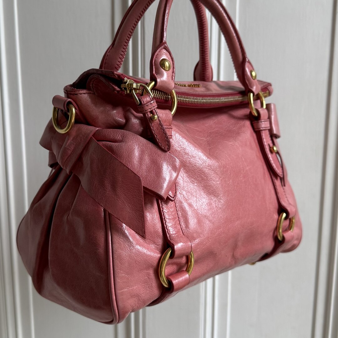 Miu Miu Mini Vitello Lux Baby Pink Leather Handbag