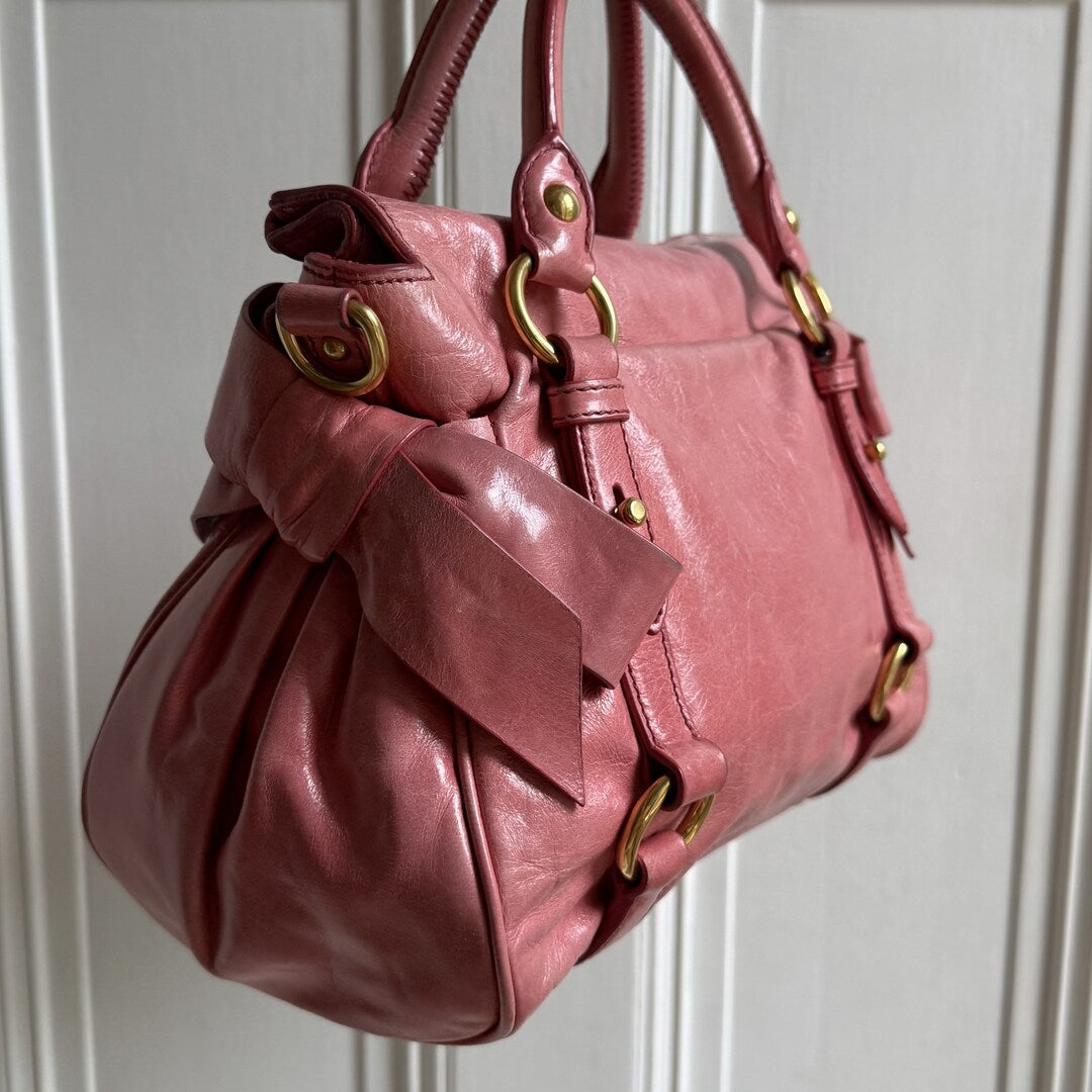 Miu Miu Mini Vitello Lux Baby Pink Leather Handbag