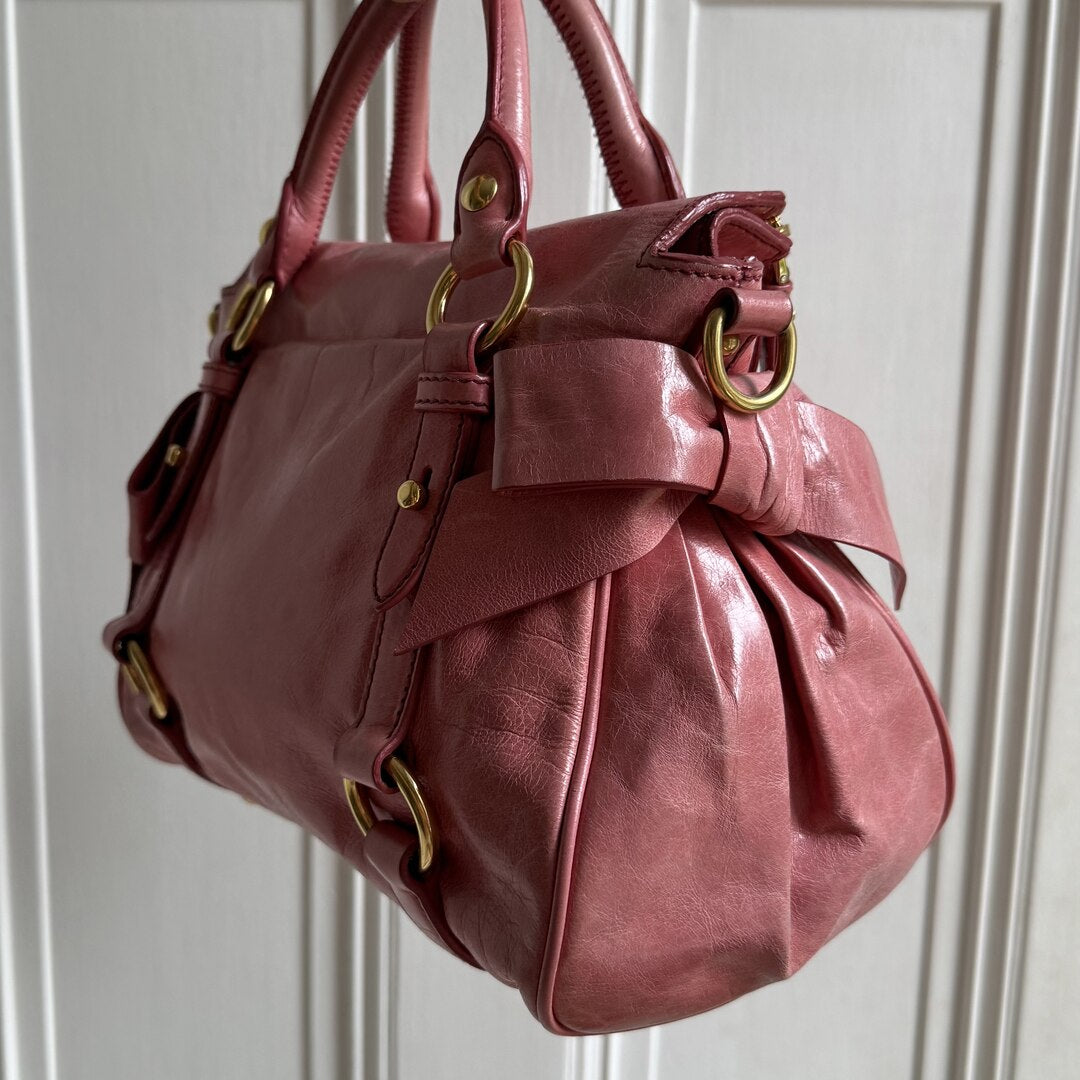 Miu Miu Mini Vitello Lux Baby Pink Leather Handbag