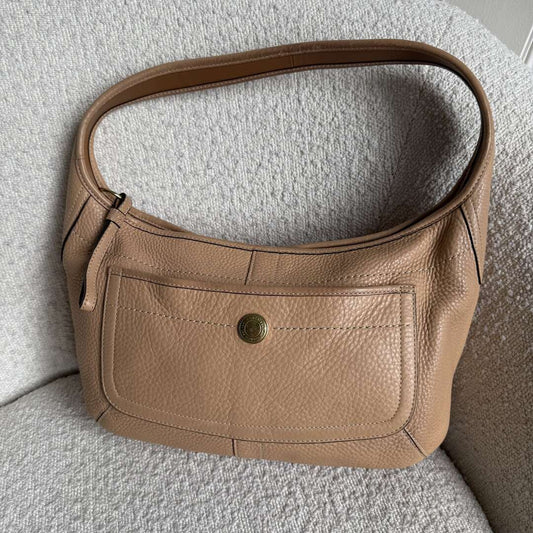 Coach Hobo Leather Beige Shoulder Bag
