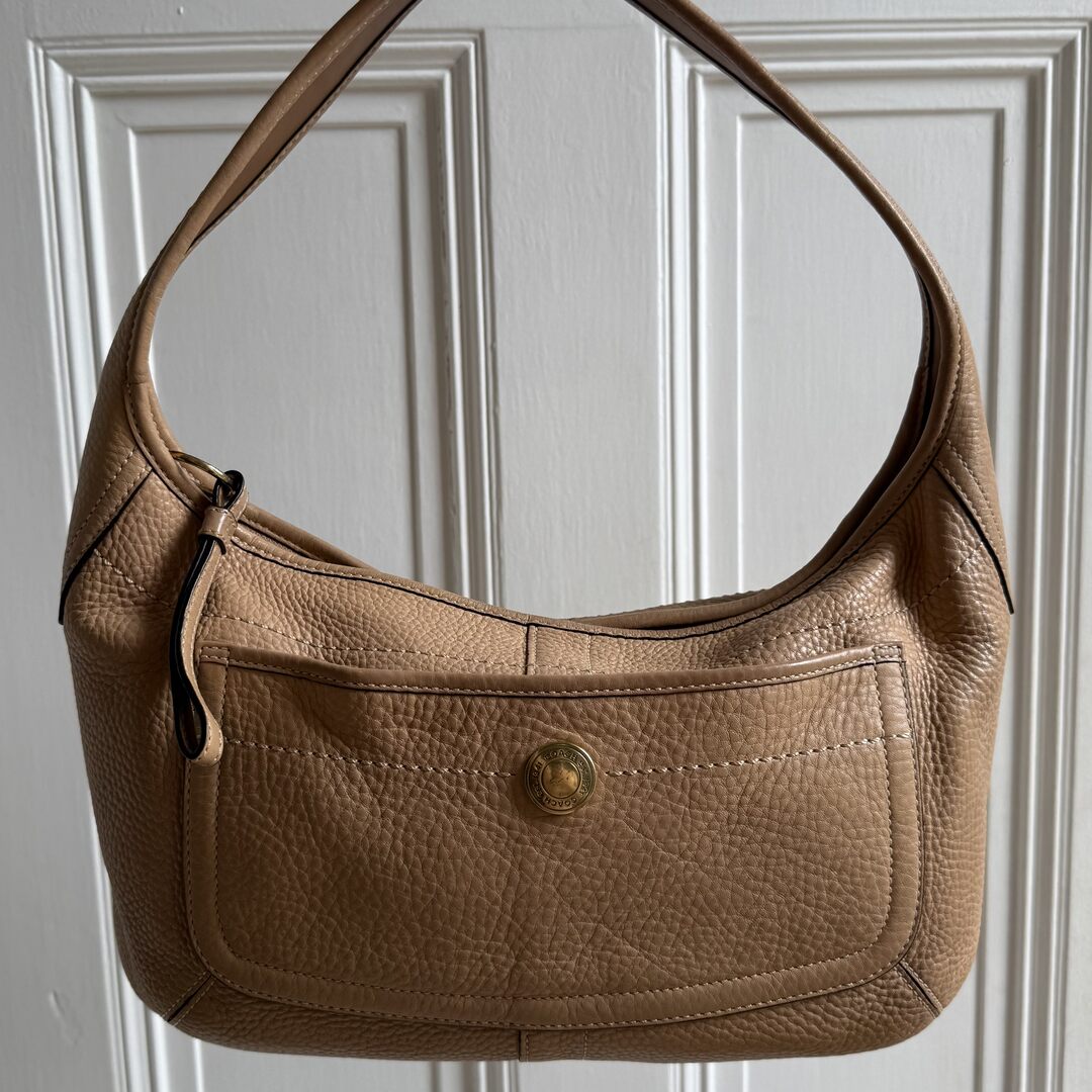 Coach Hobo Leather Beige Shoulder Bag