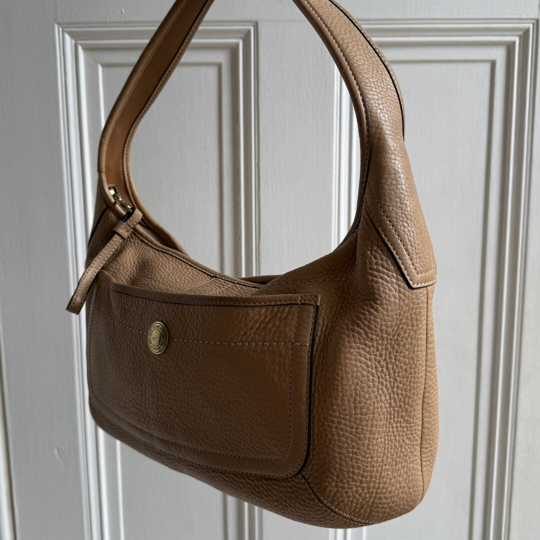 Coach Hobo Leather Beige Shoulder Bag