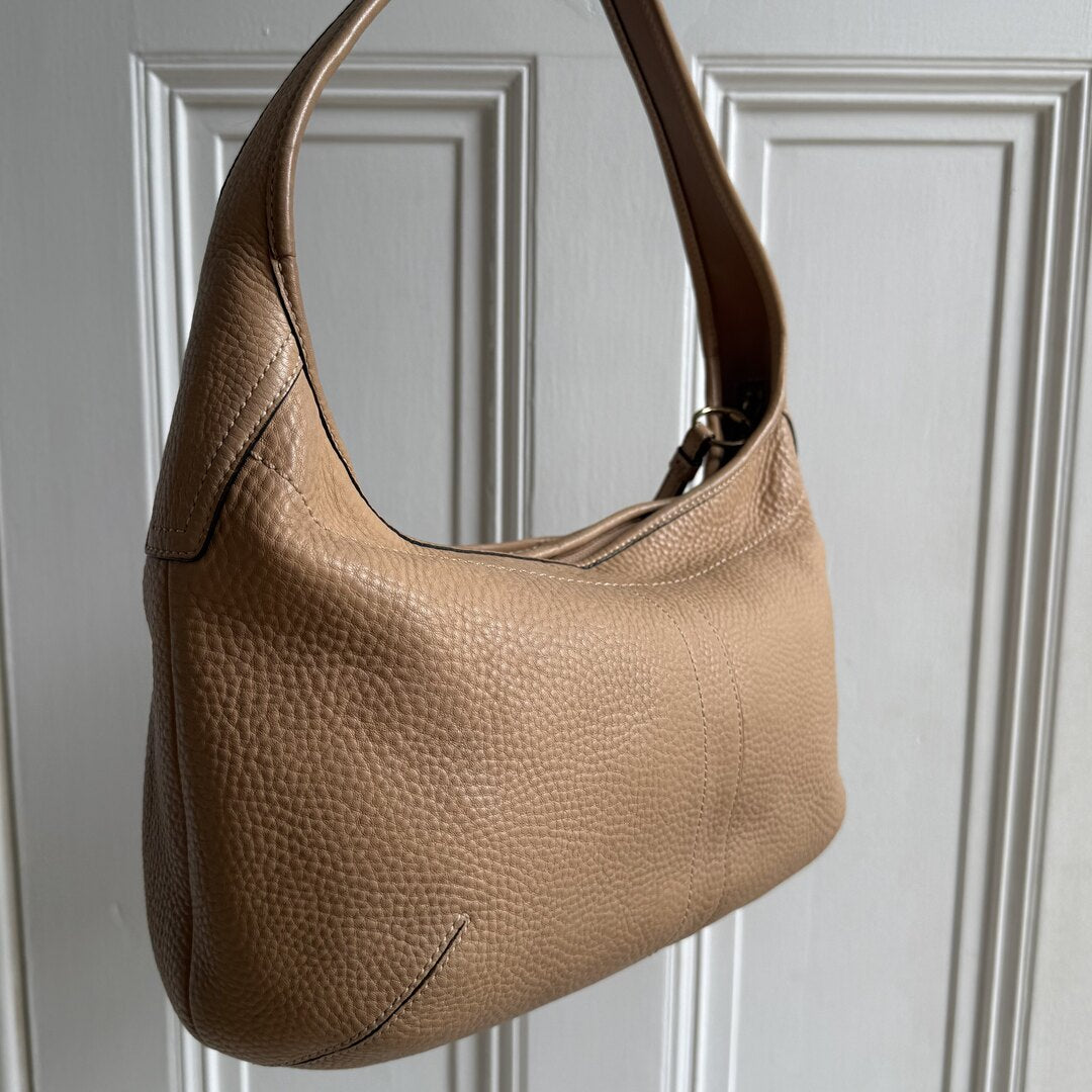 Coach Hobo Leather Beige Shoulder Bag